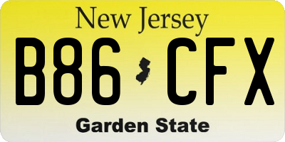 NJ license plate B86CFX