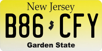 NJ license plate B86CFY
