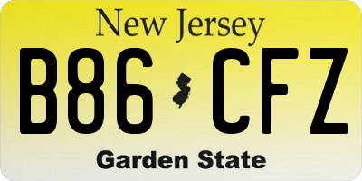 NJ license plate B86CFZ