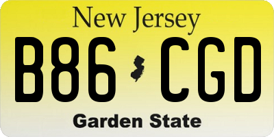 NJ license plate B86CGD
