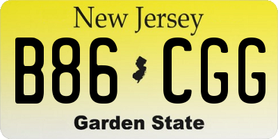 NJ license plate B86CGG