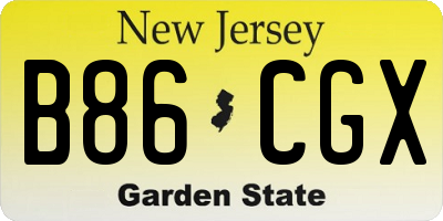 NJ license plate B86CGX