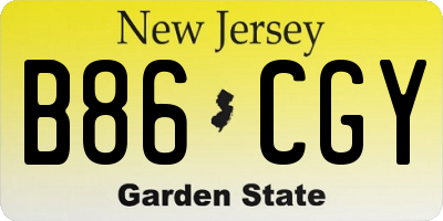 NJ license plate B86CGY