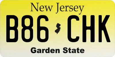 NJ license plate B86CHK