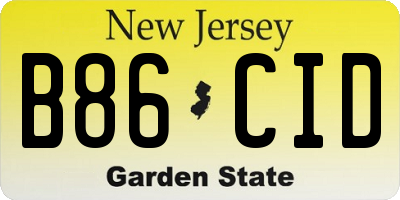 NJ license plate B86CID