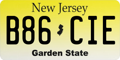 NJ license plate B86CIE