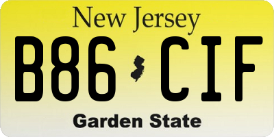 NJ license plate B86CIF