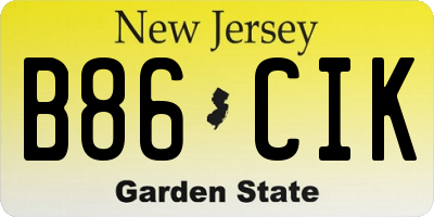 NJ license plate B86CIK