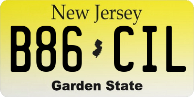 NJ license plate B86CIL
