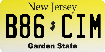 NJ license plate B86CIM