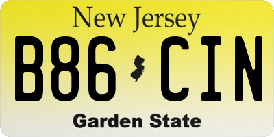 NJ license plate B86CIN
