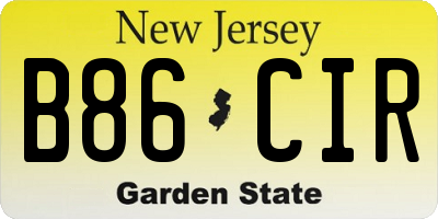 NJ license plate B86CIR