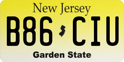 NJ license plate B86CIU