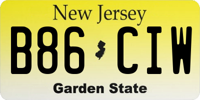 NJ license plate B86CIW