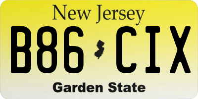 NJ license plate B86CIX