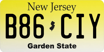 NJ license plate B86CIY