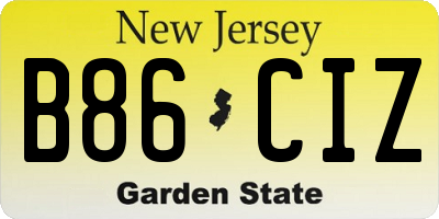 NJ license plate B86CIZ