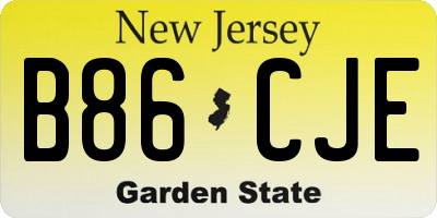 NJ license plate B86CJE
