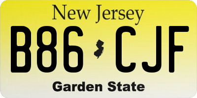 NJ license plate B86CJF