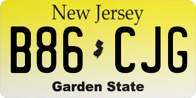 NJ license plate B86CJG
