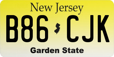 NJ license plate B86CJK
