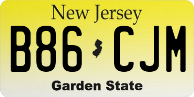 NJ license plate B86CJM