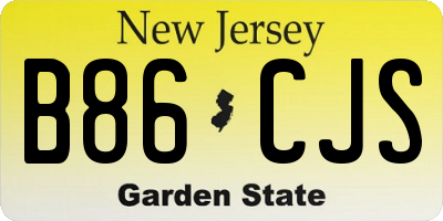 NJ license plate B86CJS