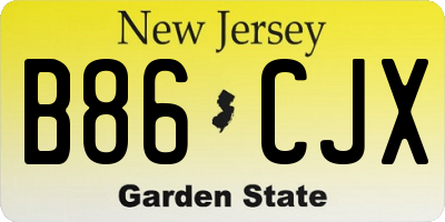 NJ license plate B86CJX