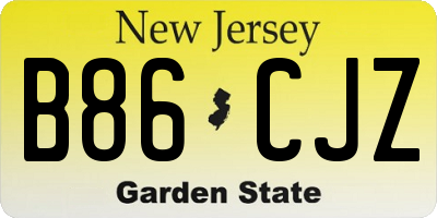 NJ license plate B86CJZ