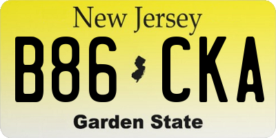 NJ license plate B86CKA