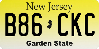 NJ license plate B86CKC