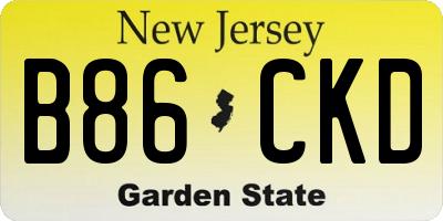 NJ license plate B86CKD