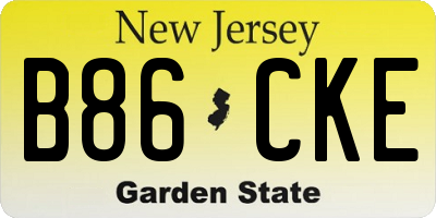NJ license plate B86CKE