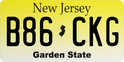 NJ license plate B86CKG