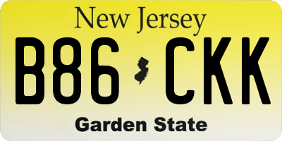 NJ license plate B86CKK