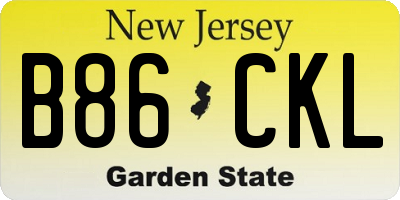 NJ license plate B86CKL
