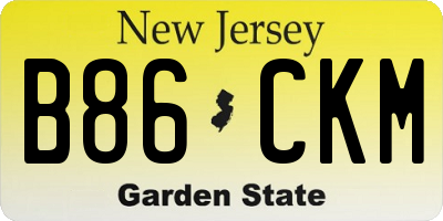NJ license plate B86CKM