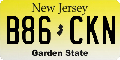 NJ license plate B86CKN