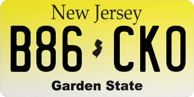 NJ license plate B86CKO