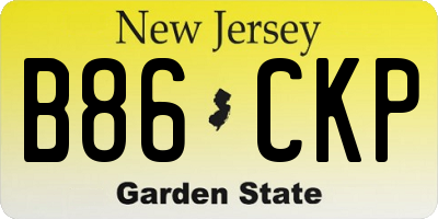 NJ license plate B86CKP