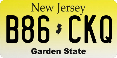 NJ license plate B86CKQ