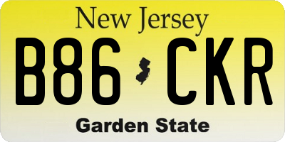 NJ license plate B86CKR