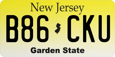 NJ license plate B86CKU