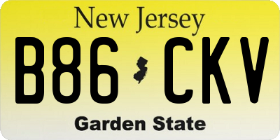NJ license plate B86CKV
