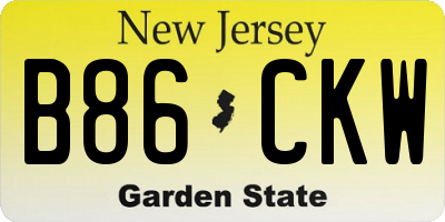 NJ license plate B86CKW
