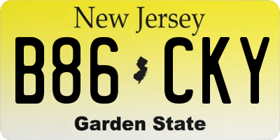 NJ license plate B86CKY