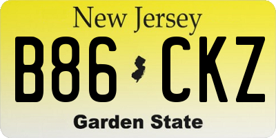 NJ license plate B86CKZ