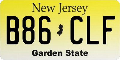 NJ license plate B86CLF