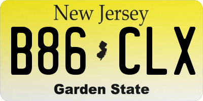 NJ license plate B86CLX