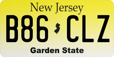 NJ license plate B86CLZ